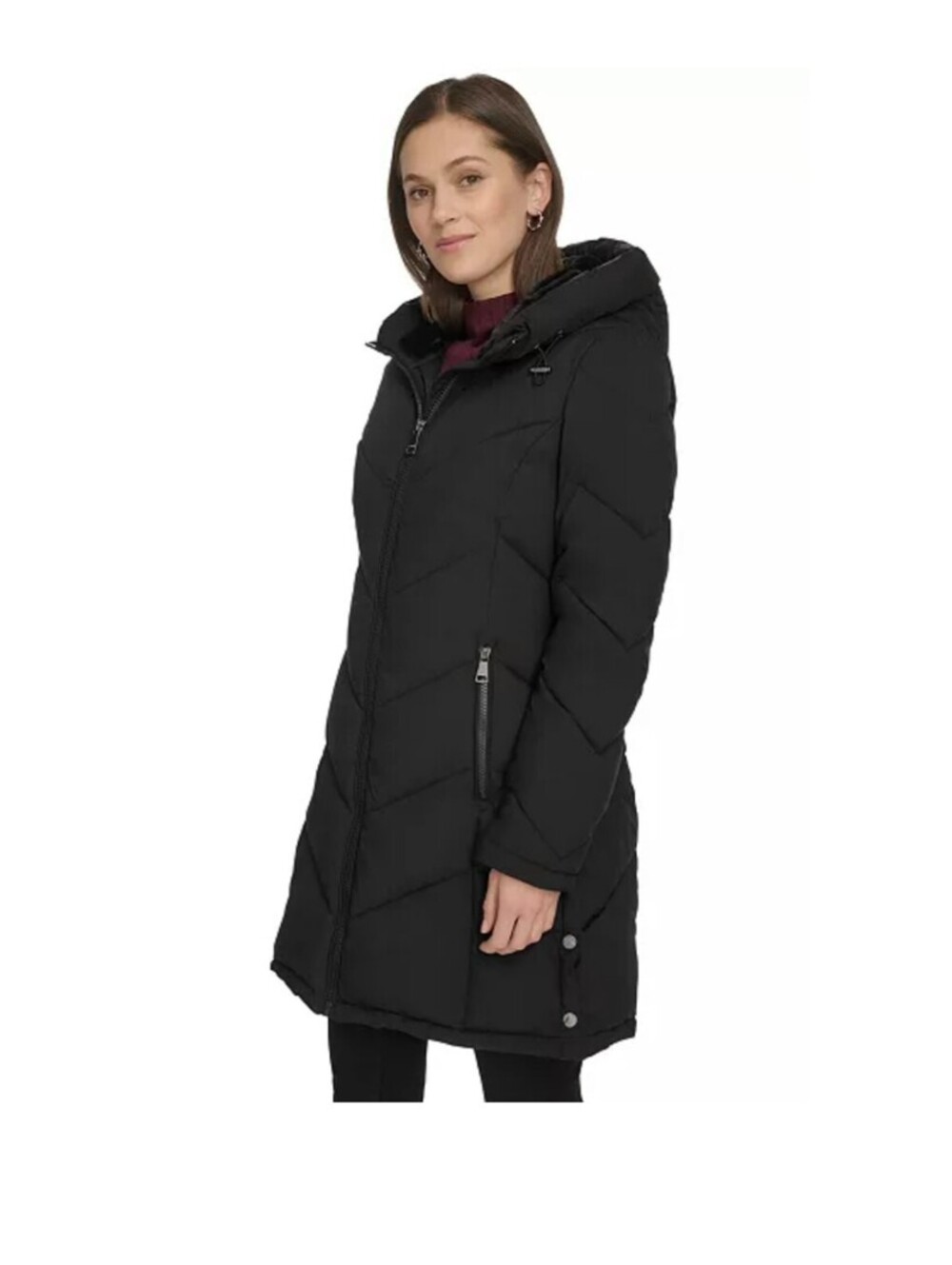 Calvin Klein Women's Black Hooded Puffer Coat Size L